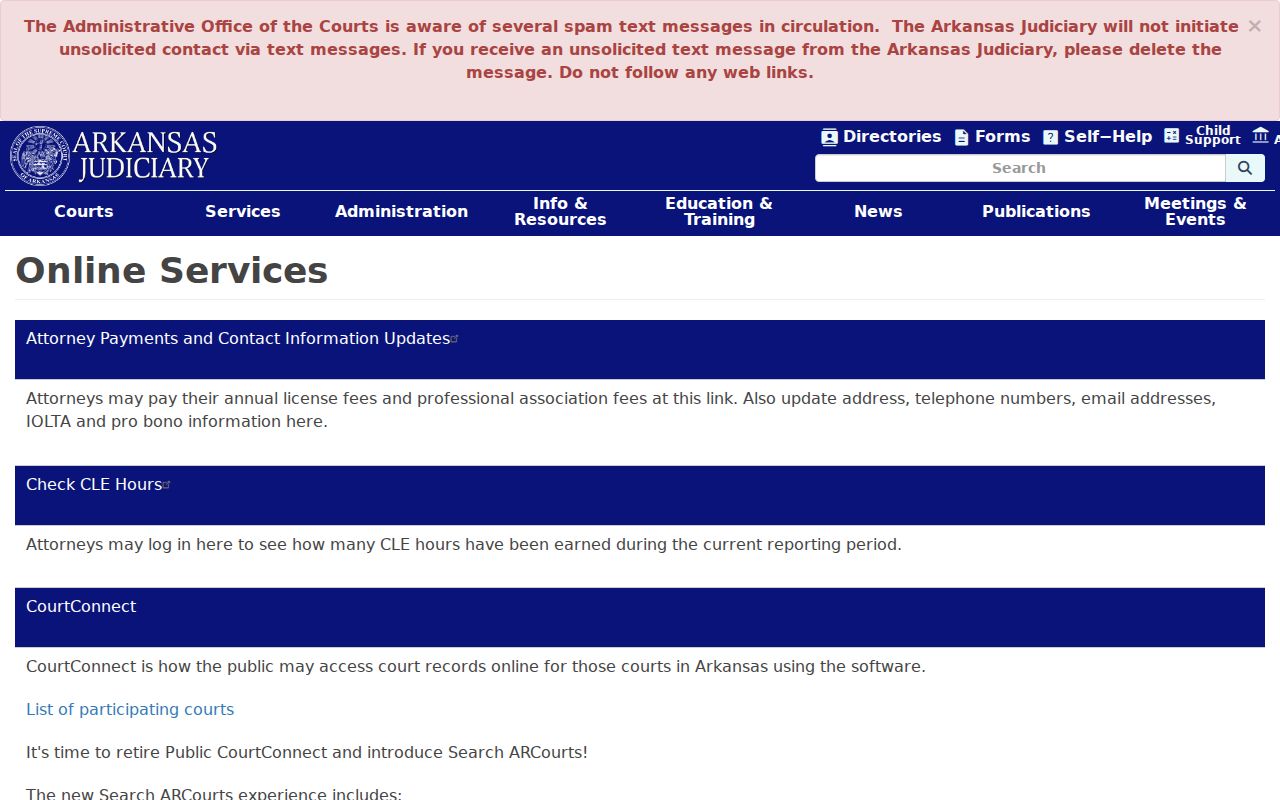 Crittenden County case lookup through Arkansas Judiciary online services