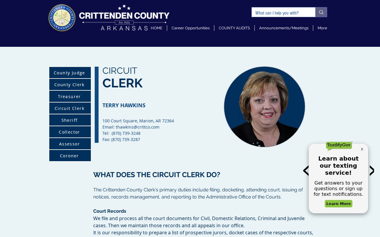 Crittenden County Circuit Clerk docket records information