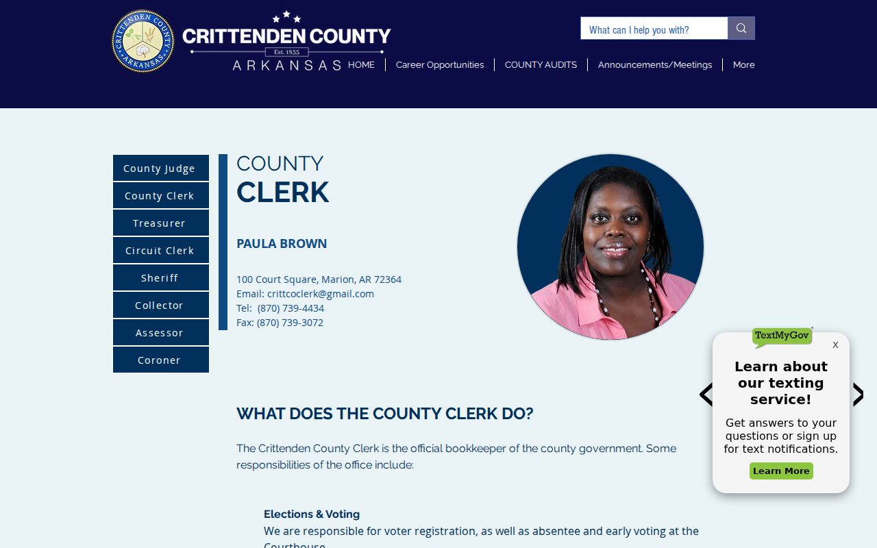 Crittenden County Clerk role in county and probate docket records