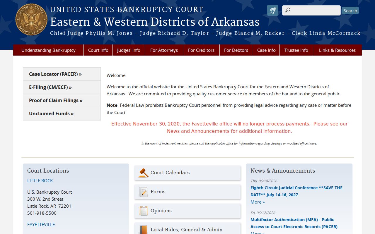Marion federal bankruptcy court docket route in Arkansas