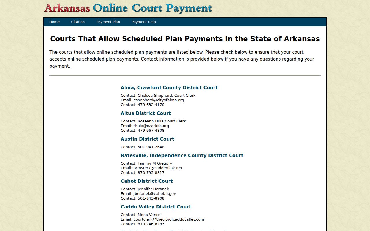Crittenden County traffic ticket scheduled payment courts