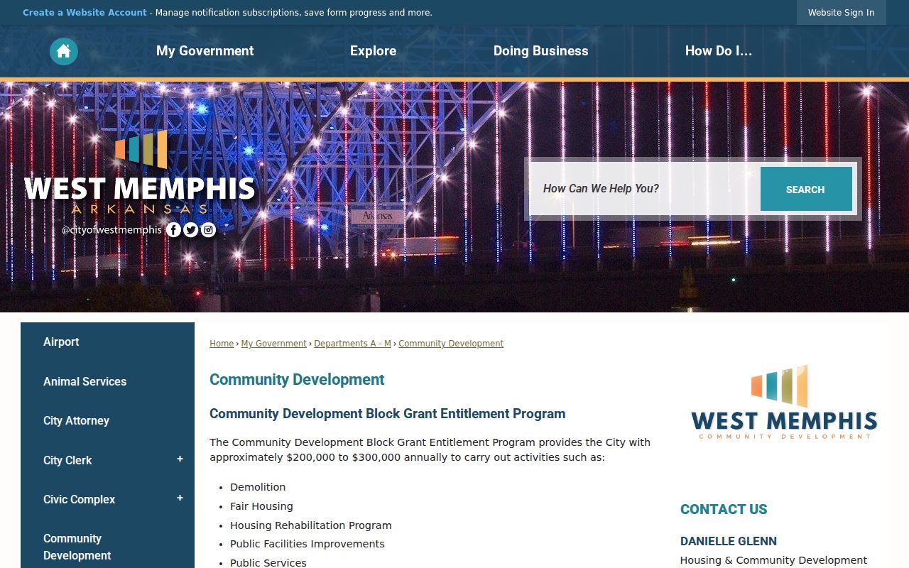 West Memphis District Court docket information page